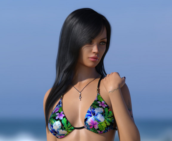 Обои картинки фото 3д графика, люди , people, взгляд, девушка, фон