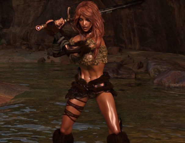 Обои картинки фото 3д графика, фантазия , fantasy, фон, взгляд, девушка