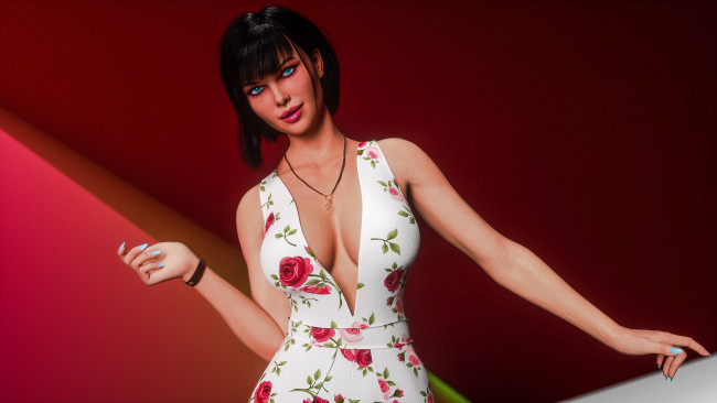 Обои картинки фото 3д графика, люди , people, фон, взгляд, девушка