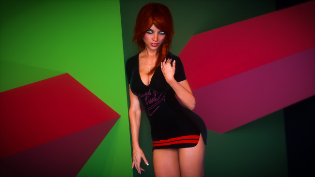 Обои картинки фото 3д графика, люди , people, фон, взгляд, девушка