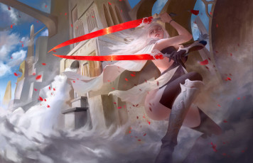 Картинка фэнтези девушки девушка фон униформа сабля