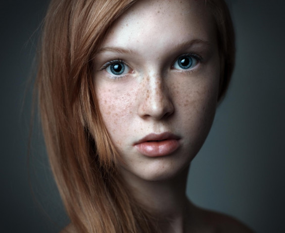Обои картинки фото разное, люди, девочка, рыжая, лицо, веснушки