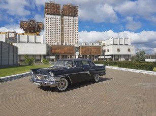 Картинка газ-+13+чайка автомобили газ газ- 13 чайка автомобиль ретро классика чёрный