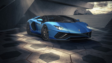 Картинка автомобили lamborghini aventador lp 780 4 ultimae roadster 2021 синий родстер ламборджини гиперкар