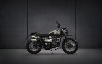Картинка мотоциклы triumph street scrambler 2021 вид сбоку новый британские