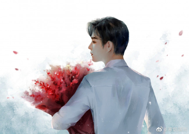 Обои картинки фото рисованное, люди, сяо, джан, цветы, букет