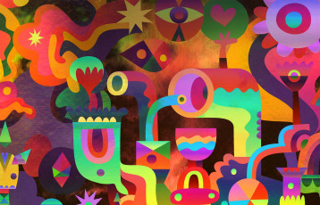 Картинка рисованное абстракция фигурки цвета