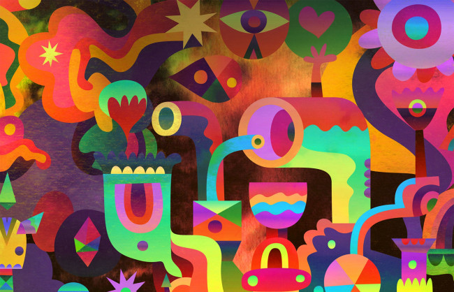 Обои картинки фото рисованное, абстракция, фигурки, цвета