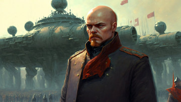 обоя рисованное, кино,  мультфильмы, нейросети, графика, нейроарт, ai, art, нейронные, сети, рисунки, нейро, искусство, ленин, звездные, войны