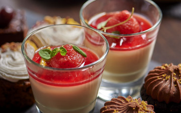 Картинка еда мороженое +десерты желе десерт клубника