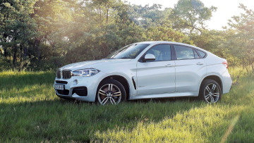 Картинка bmw+x6 автомобили bmw белый поляна трава деревья