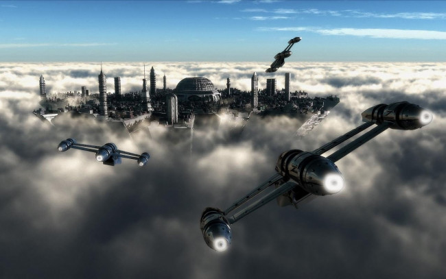 Обои картинки фото cloud, city, by, jfliesenborghs, фэнтези, иные, миры, времена