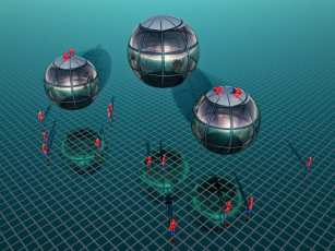 Картинка 3д графика шары люди сетка