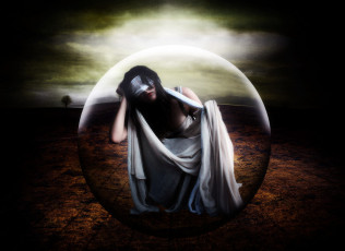 Картинка фэнтези девушки шар платье повязка