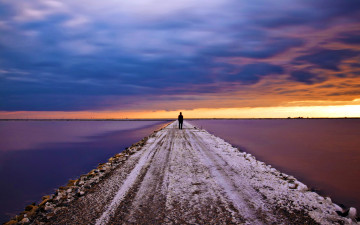 Картинка waiting природа дороги дорога дамба пролив