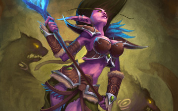Картинка world of warcraft видео игры фан-арт эльфийка посох
