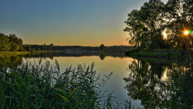 Обои картинки фото природа, реки, озера, закат, озеро