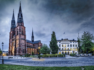 Картинка упсала швеция города улицы площади набережные здание улица собор