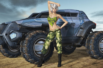 Картинка автомобили 3д блондинка автомобиль сапоги