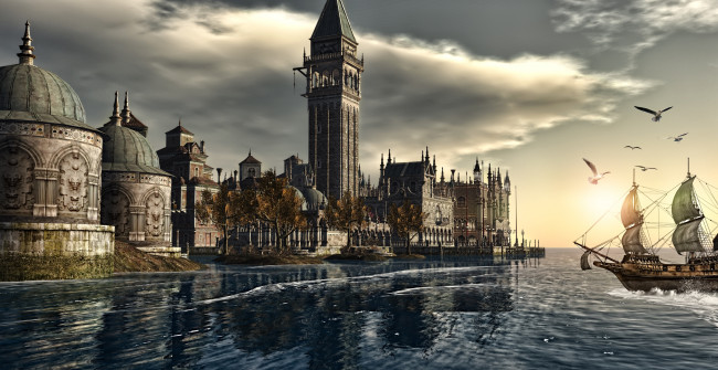 Обои картинки фото 3д, графика, architecture, архитектура, венеция