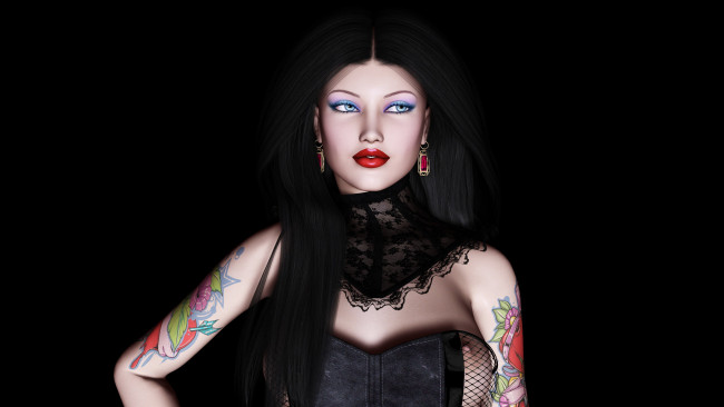 Обои картинки фото 3д, графика, people, люди, прическа, взгляд