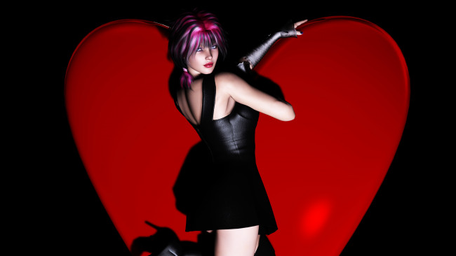 Обои картинки фото 3д, графика, people, люди, сердечко, взгляд