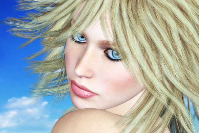 Обои картинки фото 3д, графика, portraits, портрет, глаза, волосы