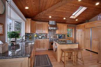 Картинка интерьер кухня люстры цветы стиль