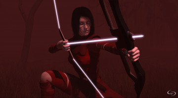 Картинка 3д+графика фантазия+ fantasy лук фон взгляд девушка