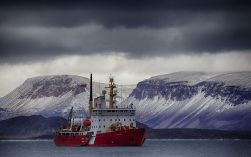 Картинка корабли танкеры небо море горы север корабль