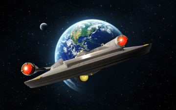 Картинка космос арт земля планета звезды космический корабль вселенная
