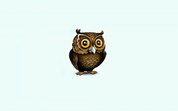 Картинка рисованные минимализм голубой фон сова