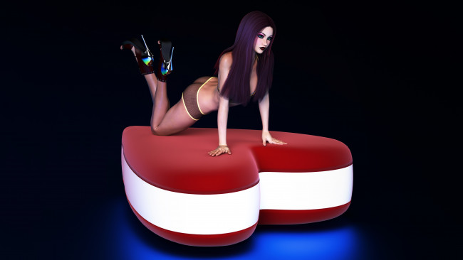 Обои картинки фото 3д графика, люди , people, фон, взгляд, девушка, сердечко