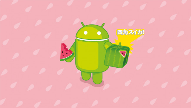Обои картинки фото компьютеры, android, логотип, фон, арбуз