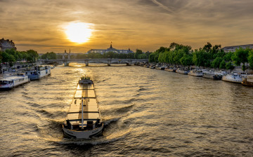 Картинка корабли баржи река мост баржа