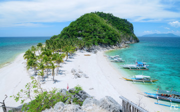 Картинка корабли лодки +шлюпки тропики остров балансиры