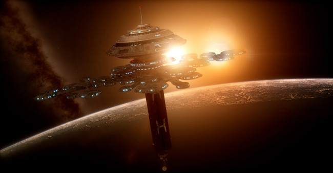 Обои картинки фото космос, арт, космический, корабль, полет, вселенная, планета, звезды