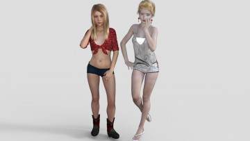 Картинка 3д+графика люди+ people девушки взгляд фон