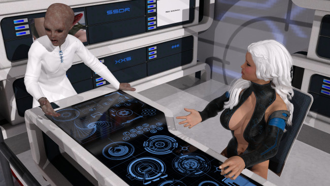 Обои картинки фото 3д графика, фантазия , fantasy, гуманоид, взгляд, фон, девушка