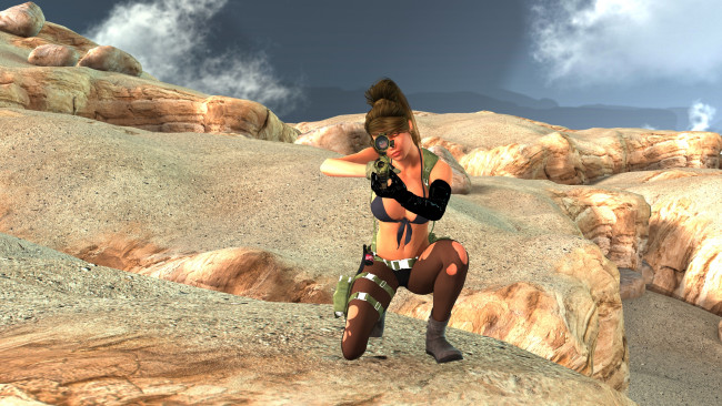 Обои картинки фото 3д графика, фантазия , fantasy, оружие, взгляд, девушка, фон