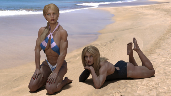 Обои картинки фото 3д графика, люди , people, взгляд, фон, девушки