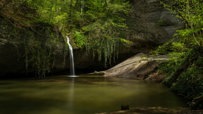Обои картинки фото природа, водопады, водопад, река, лес