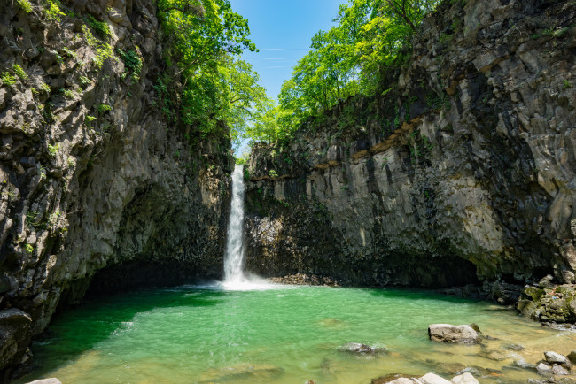 Обои картинки фото природа, водопады, лес, водопад, река