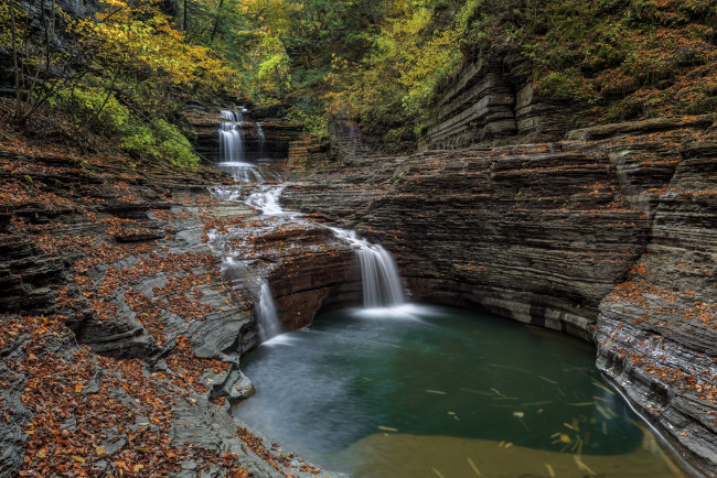 Обои картинки фото природа, водопады, река, водопад, лес