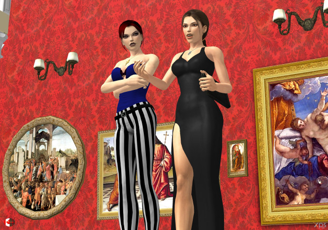 Обои картинки фото 3д графика, люди , people, музей, фон, девушки, взгляд