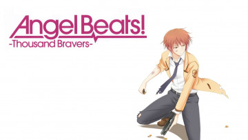 Картинка аниме angel+beats школьник патроны рваная одежда yuzuru otonashi