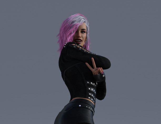 Обои картинки фото 3д графика, люди , people, взгляд, девушка, фон