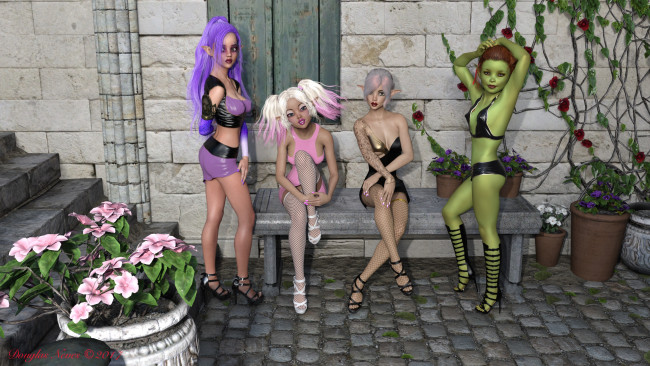 Обои картинки фото 3д графика, эльфы , elves, грудь, фон, взгляд, эльфийки