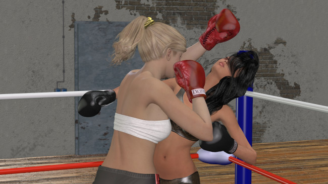Обои картинки фото 3д графика, спорт , sport, бокс, фон, ринг, взгляд, девушки