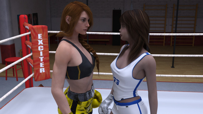 Обои картинки фото 3д графика, спорт , sport, бокс, ринг, взгляд, фон, девушки